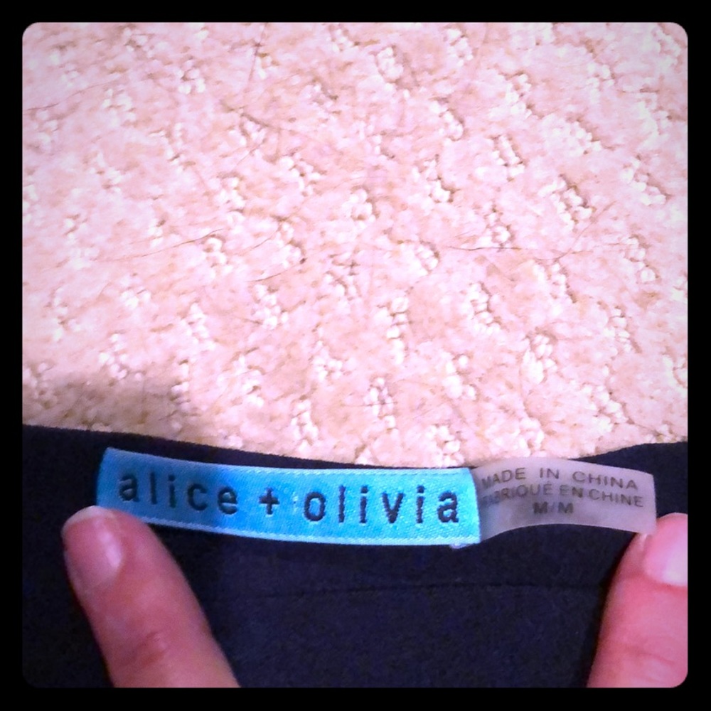 Alice and Olivia one shoulder navy floral dress